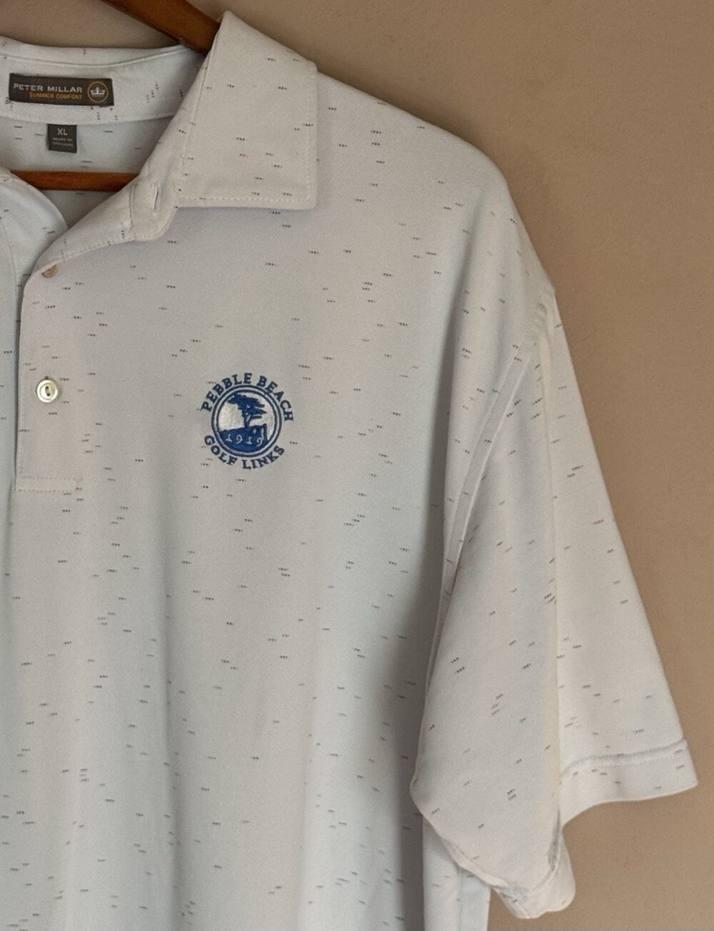 Peter Millar White Polo Shirt Mens Pebble Beach Golf Links XL